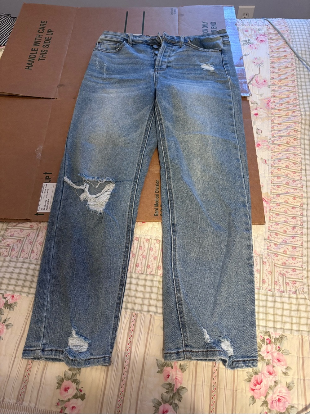 Vanilla Star Light Blue Distressed Boyfriend Jeans
